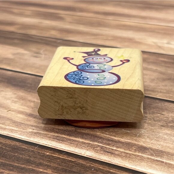 HTF RUBBER STAMPEDE FESTIVE SNOWMAN A2591E WOOD MOUNTED RUBBER STAMP - Picture 6 of 6